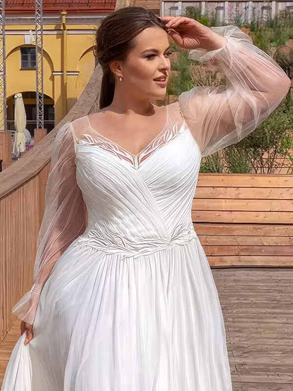 Robe De Mariée Bohème Chic En Mousseline Grande Taille – Image 5
