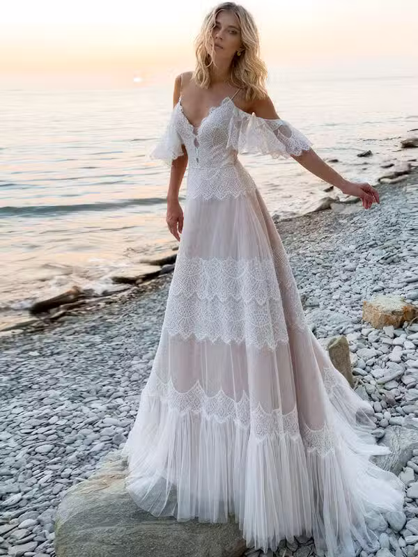 Robe De Mariée Bohème Dentelle Dos Nu