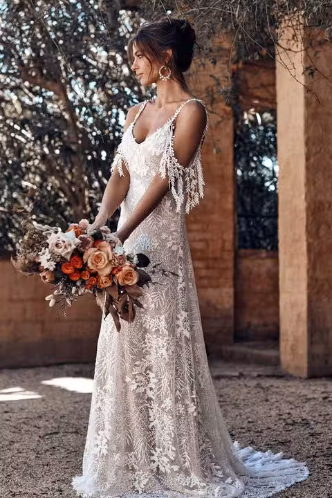Robe De Mariée Bohème Dentelle Dos Nu