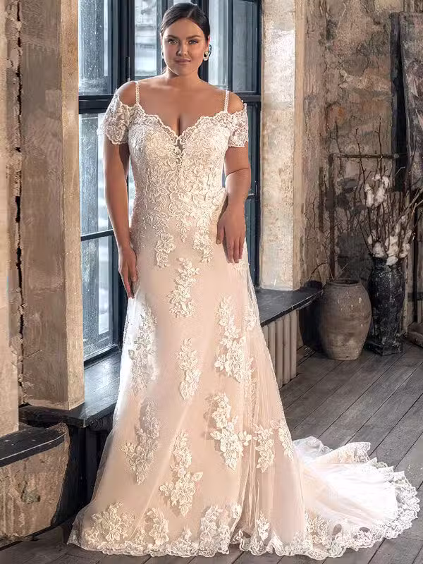 Robe De Mariée Femme Ronde Dentelle