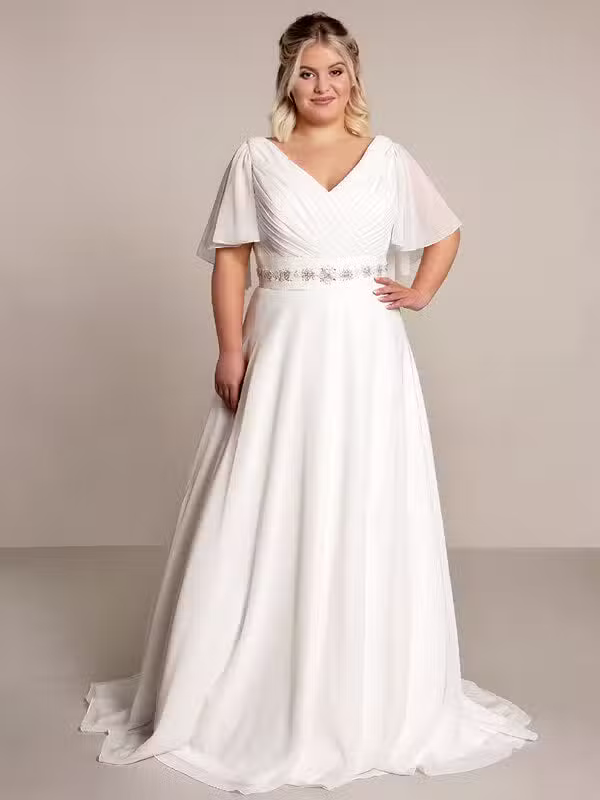 Robe De Mariée Femme Ronde Mousseline