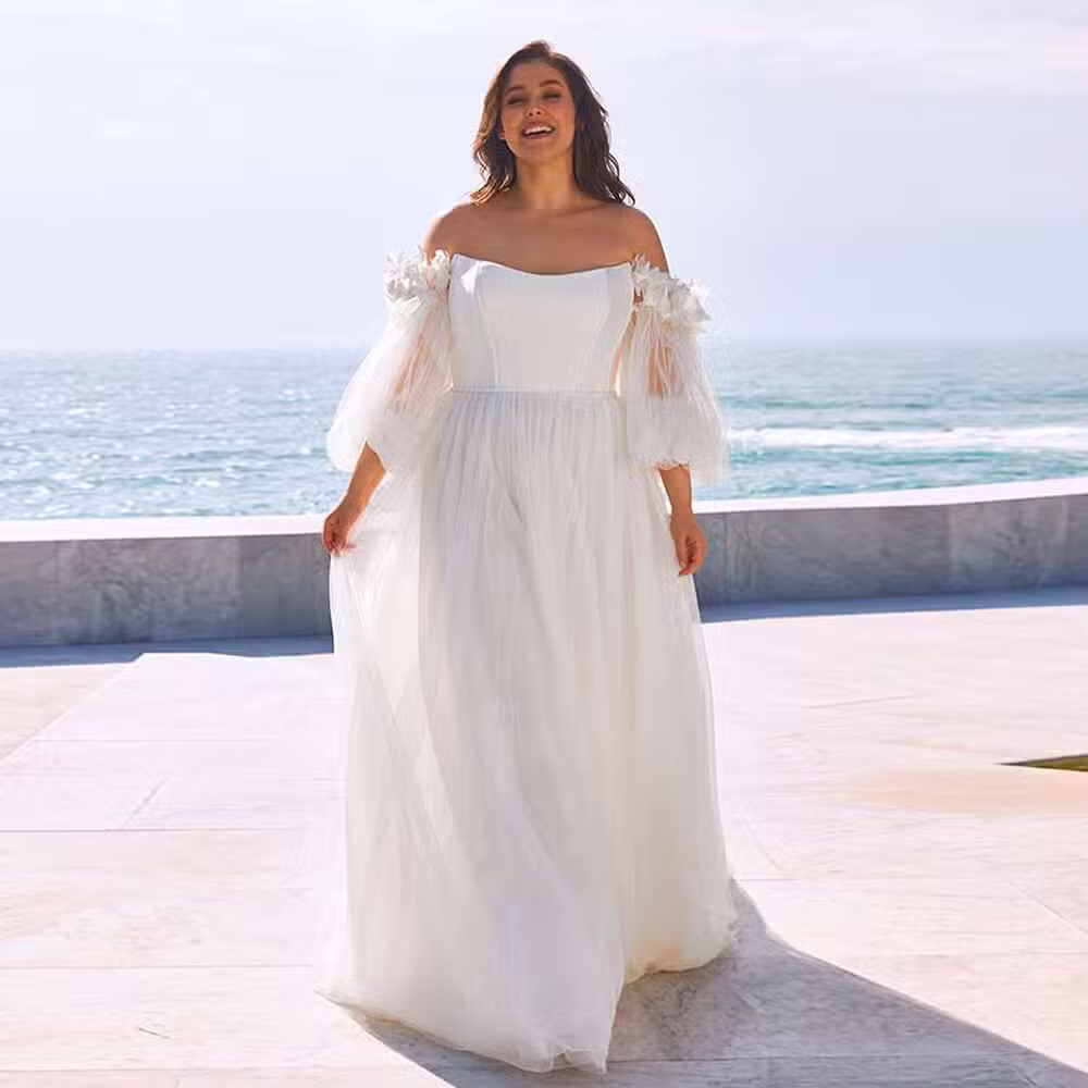 Robe De Mariée Fluide Femme Ronde
