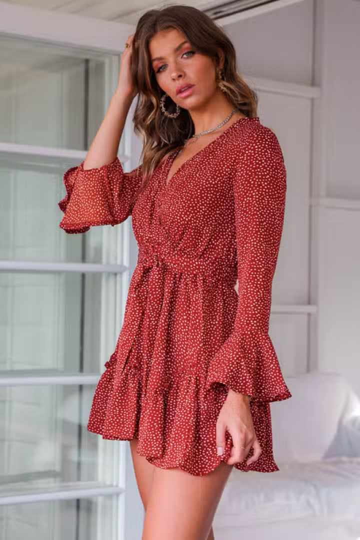 Robe Hippie Indienne Rouge – Image 2