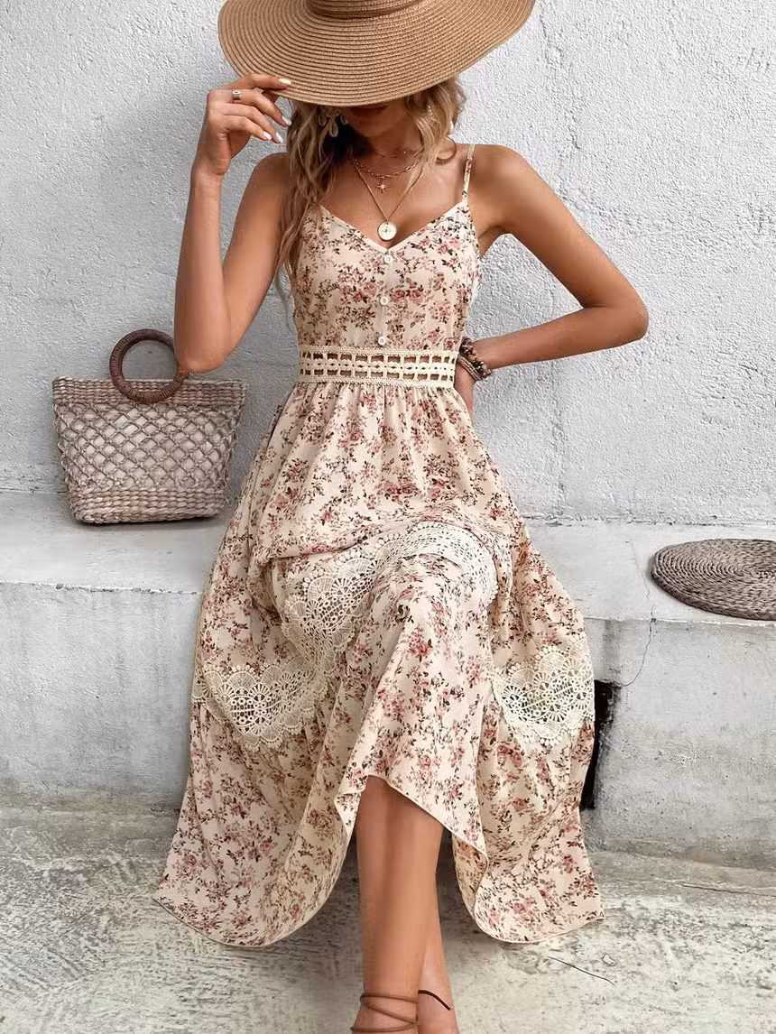 Robe Longue Beige Bohème