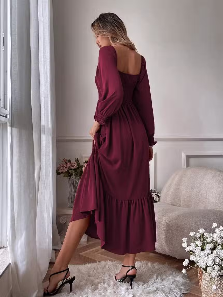 Robe Longue Bohème Bordeaux