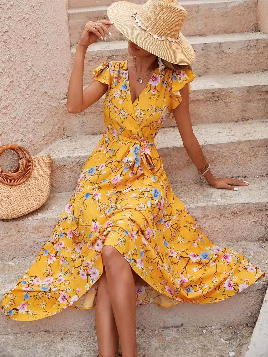 Robe Longue Bohème Jaune