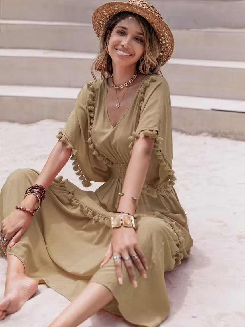 Robe Longue Bohème Kaki