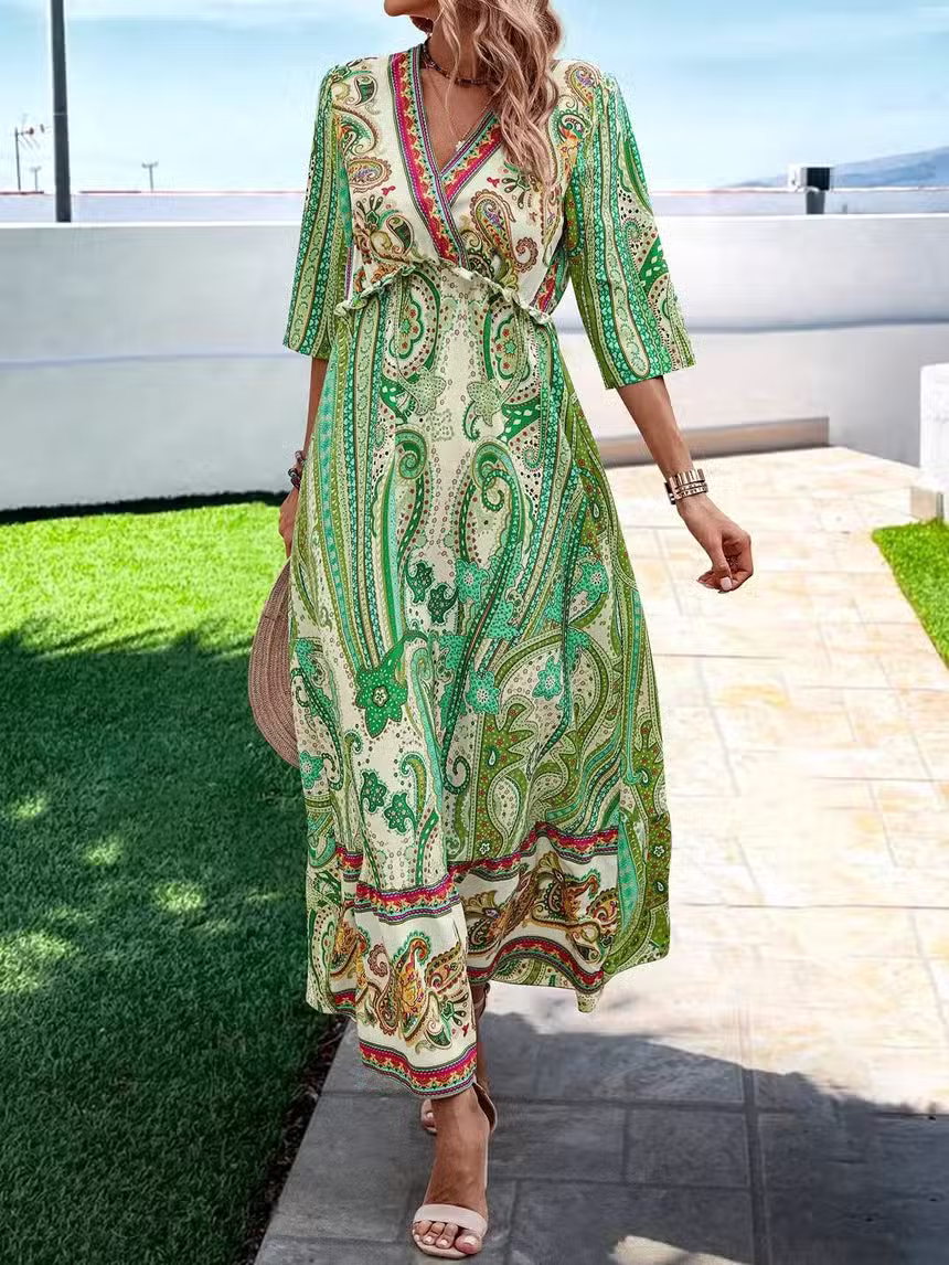 Robe Longue Bohème Manche 3/4