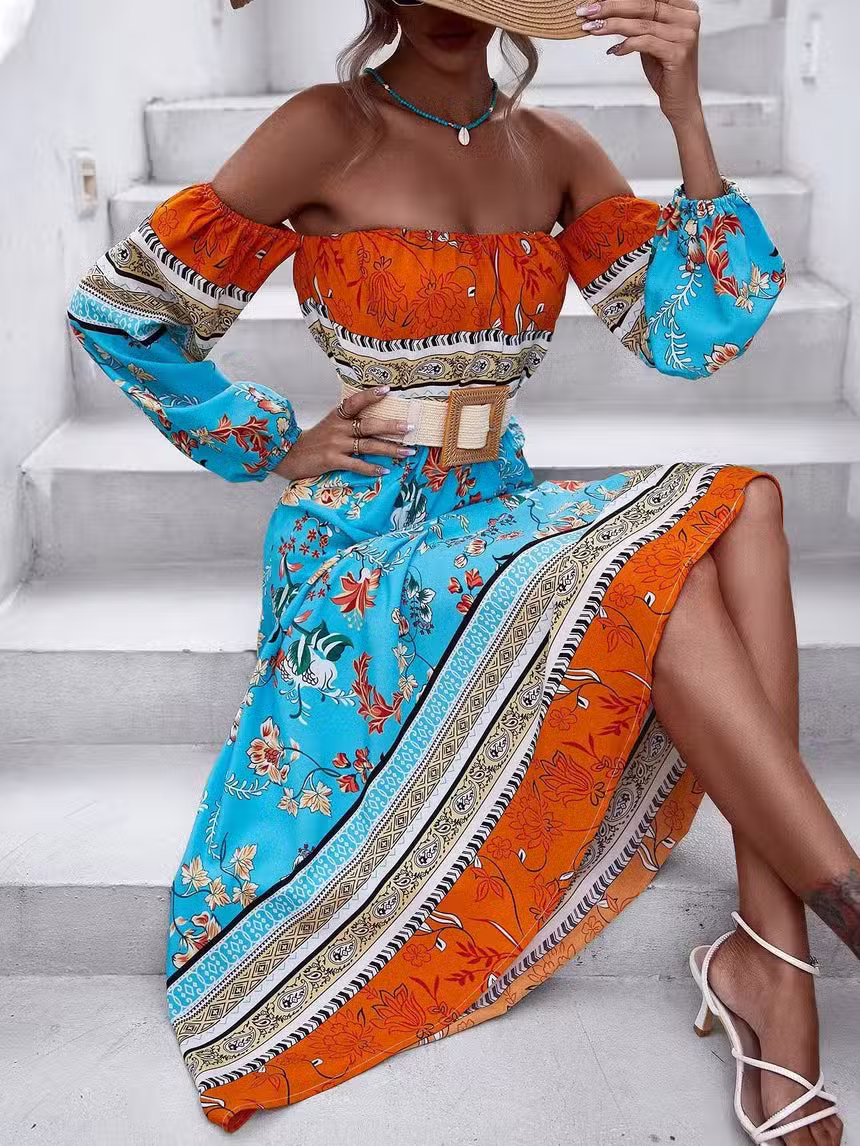 Robe Longue Bohème Manches Longues