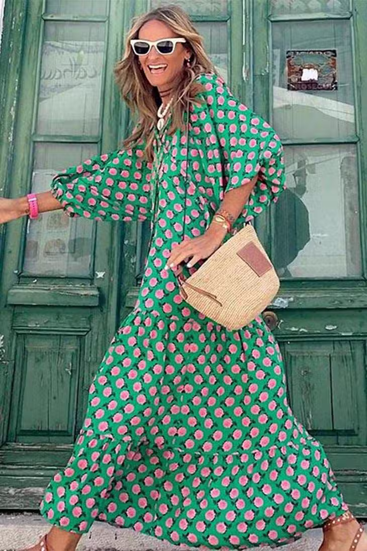 Robe Longue Bohème Verte