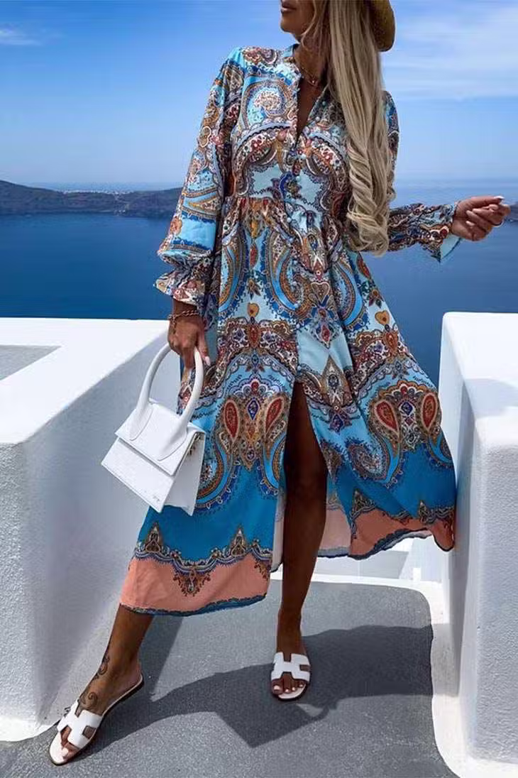 Robe Longue Boho à Manches Longues