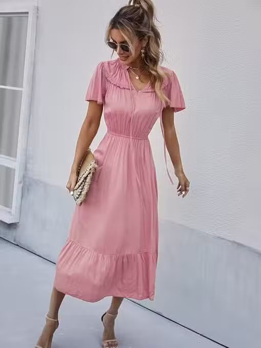 Robe Longue Champêtre Rose