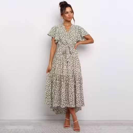 Robe Longue Champêtre Vert Opaline – Image 2