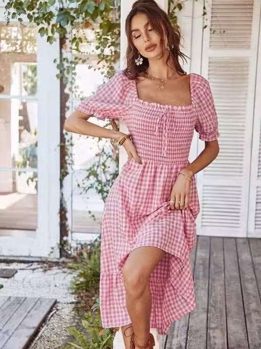 Robe Longue Champêtre Vichy – Image 2