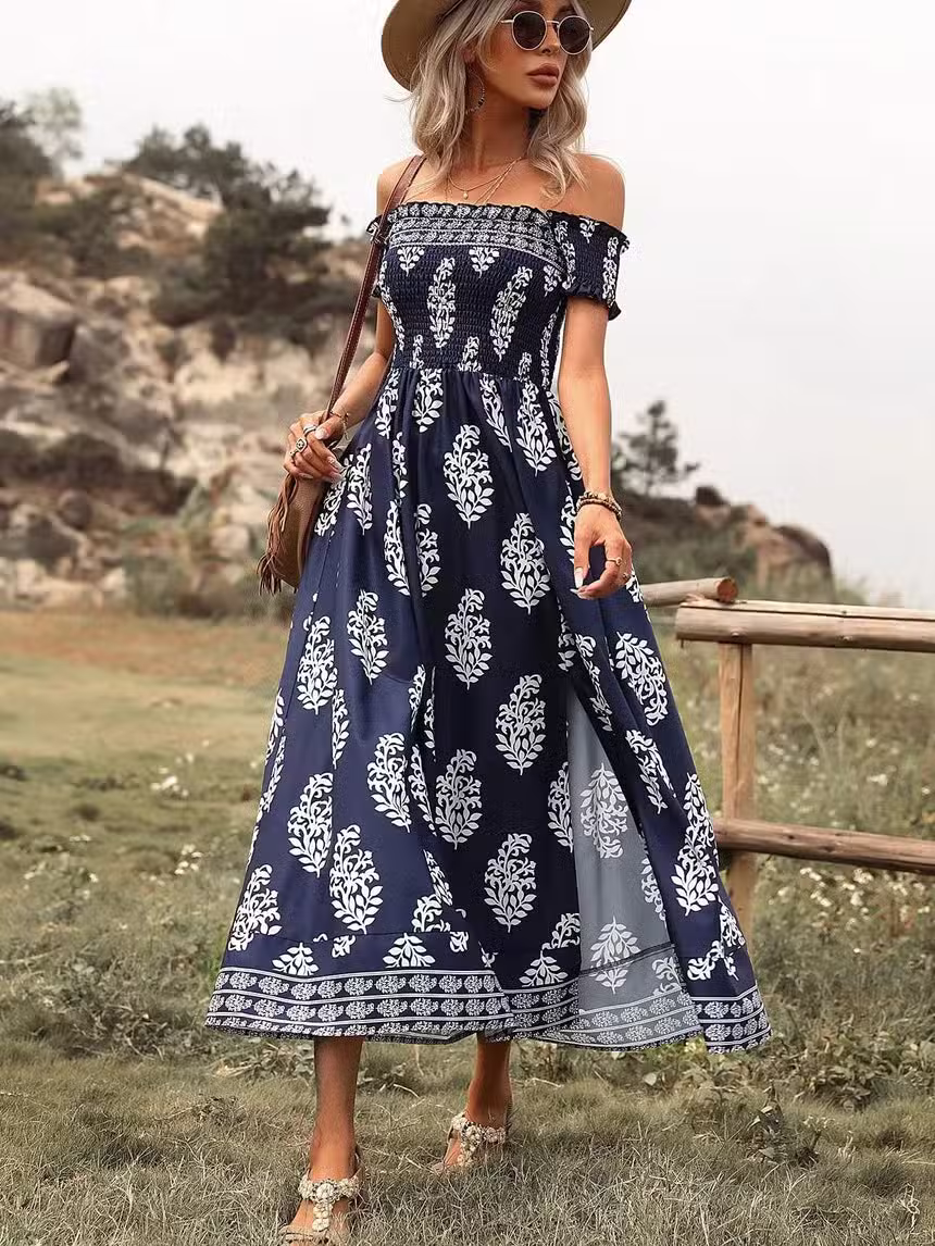 Robe Longue épaule Dénudée Bohème