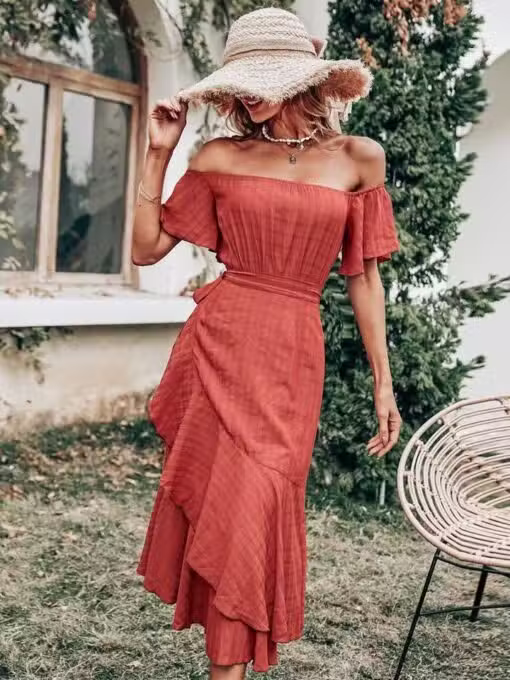 Robe Longue Unie Invitée Mariage Champêtre