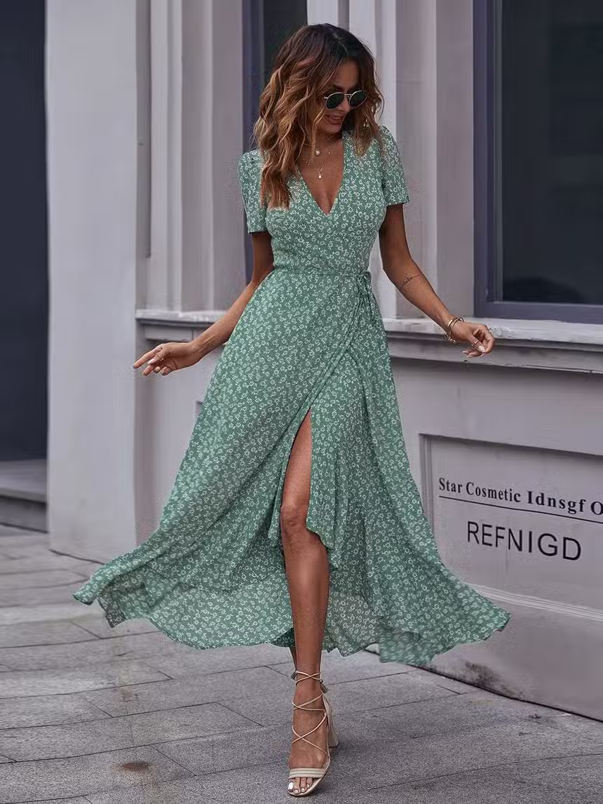 Robe Longue Verte Bohème – Image 3
