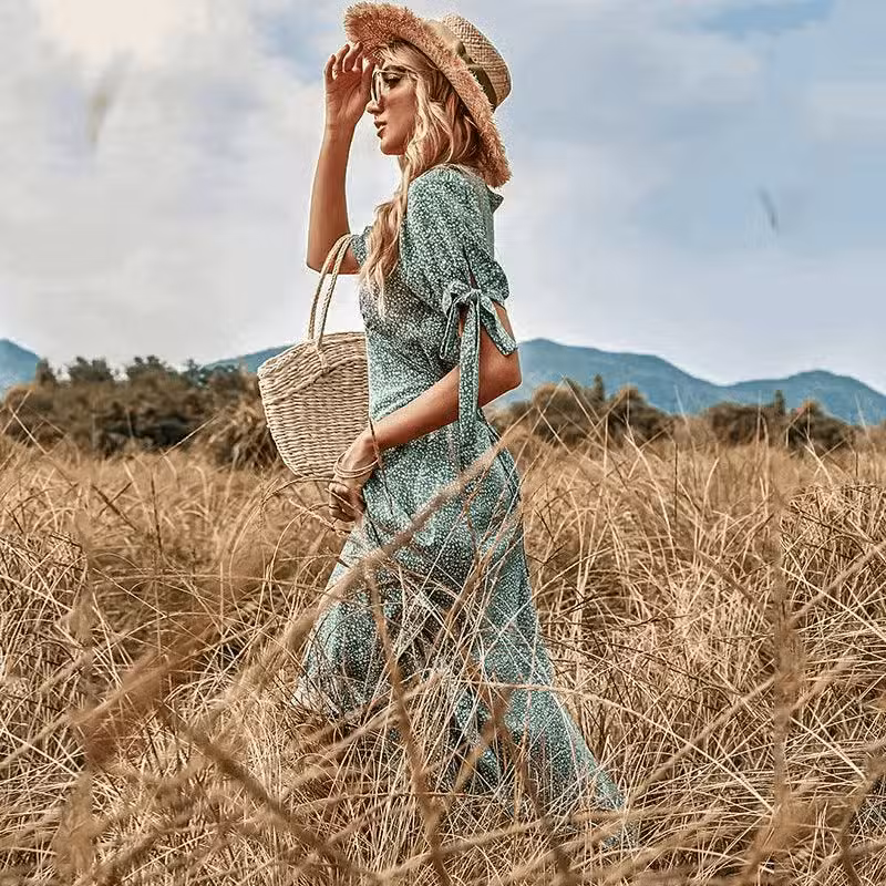 Robe Longue Verte Bohème – Image 5