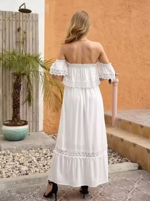 Robe Manche Dentelle Blanche Champêtre