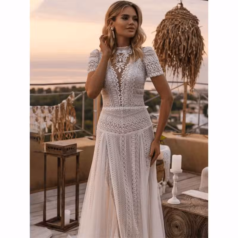 Robe Mariage Bohème Dentelle Ethnique