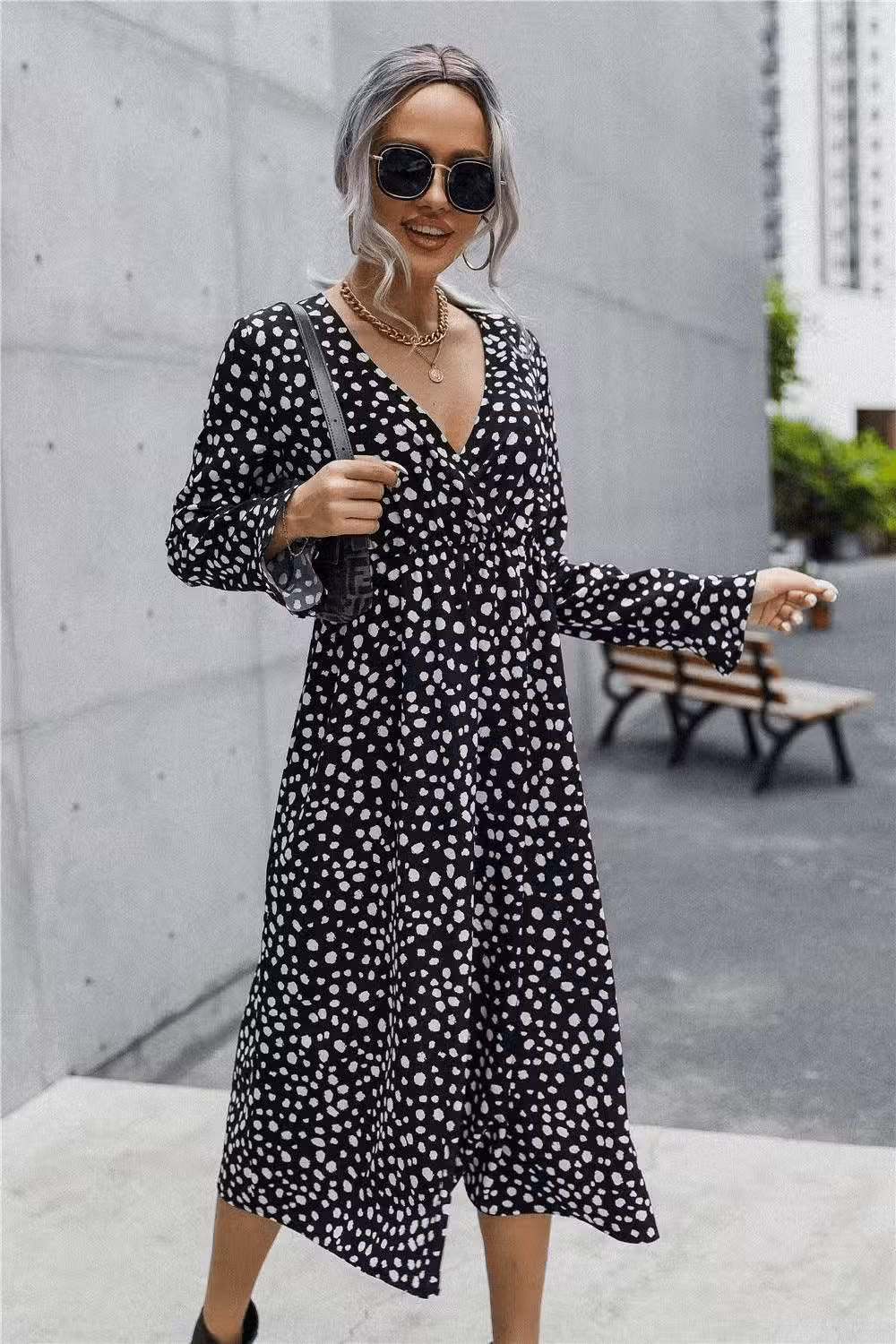 Robe Noire à Pois Pour Femme