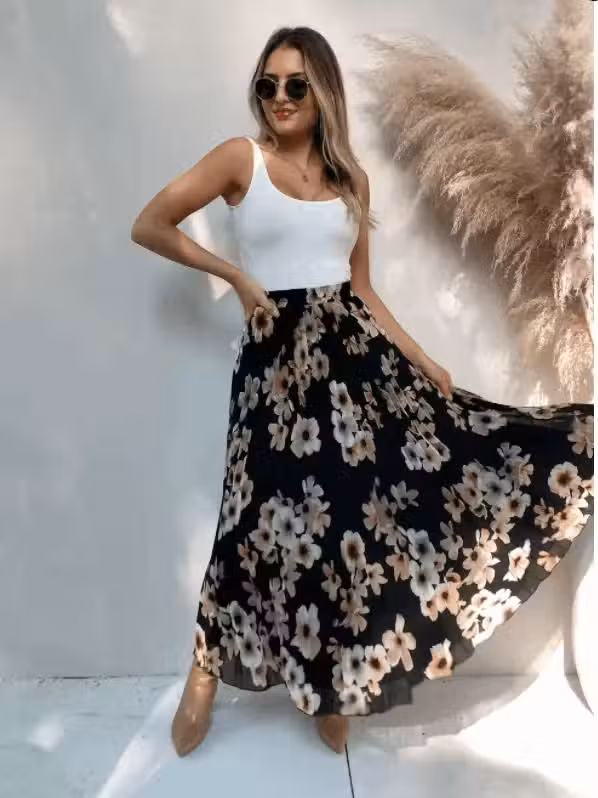 Robe Noire Bohème à Fleurs – Image 3