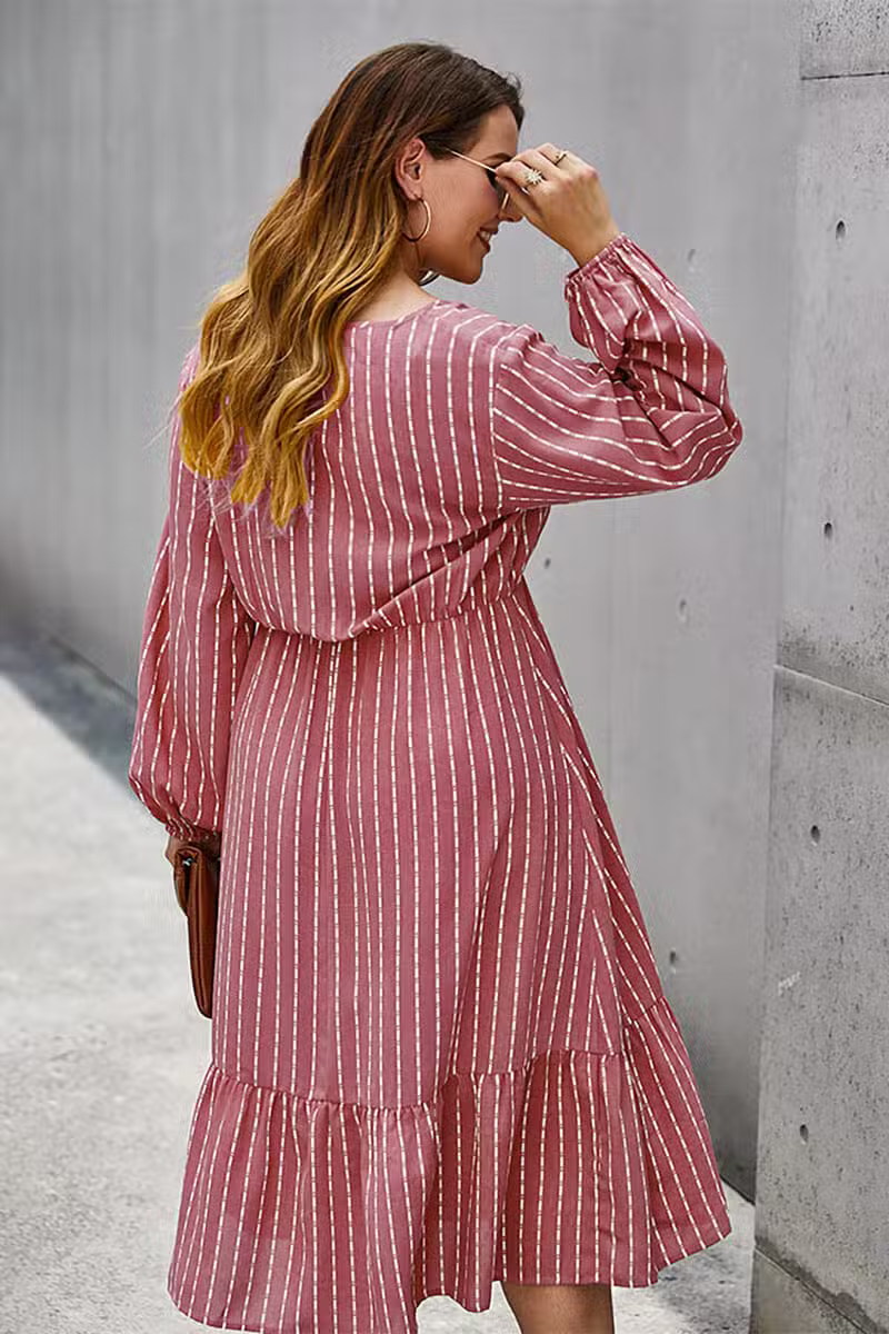 Robe Rayée Grande Taille Rose – Image 4