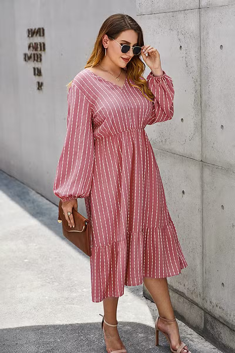 Robe Rayée Grande Taille Rose – Image 6