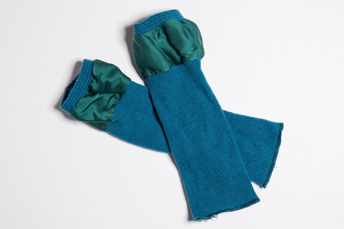 Mitaines bleu canard en laine et soie pour femme BIJOU – Image 6